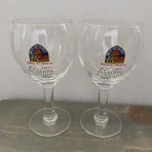 Leffe Abbey Belgian Craft Beer Stemmed Chalice Glass Set Of 2 New